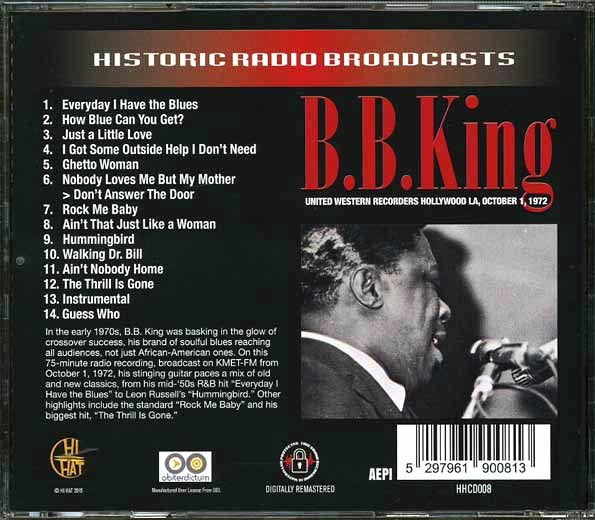 BB King  CD -  United Western Recorders, Hollywood LA, October 1, 1972 (remastered)