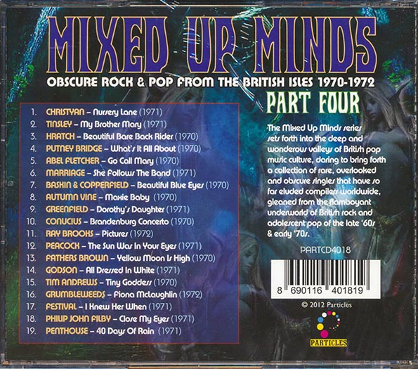 Godson, Festival, Penthouse, Peacock, Greenfield, Etc.  CD -  Mixed Up Minds Part 4: Obscure Rock & Pop From The British Isles 1970 1972