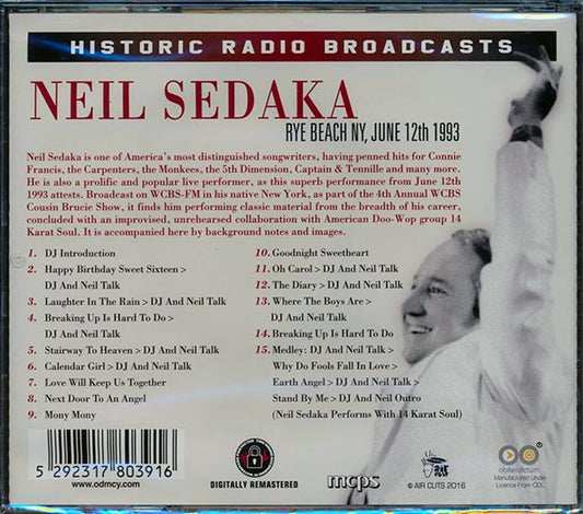 Neil Sedaka  CD -  Rye Beach NY, June 12th 1993 (remastered)
