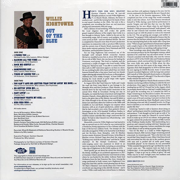 Willie Hightower LP - Out Of The Blue