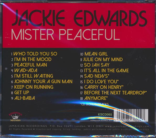 Jackie Edwards  CD -  Mister Peaceful