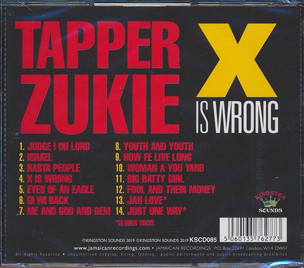 Tappa Zukie  CD -  X Is Wrong