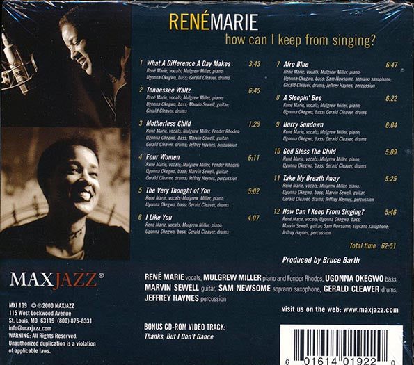 Rene Marie  CD -  How Can I Keep From Singing? (deluxe 3 fold digipak)