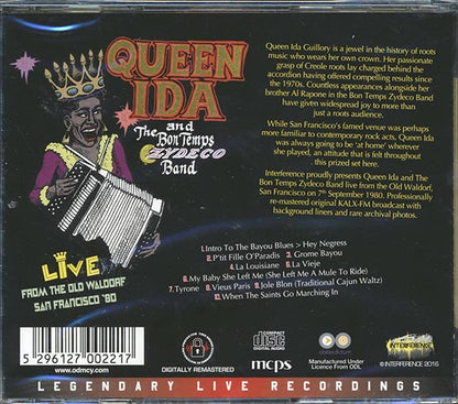 Queen Ida & The Bon Temps Zydeco Band  CD -  Live From The Old Waldorf San Francisco, '80 (remastered)