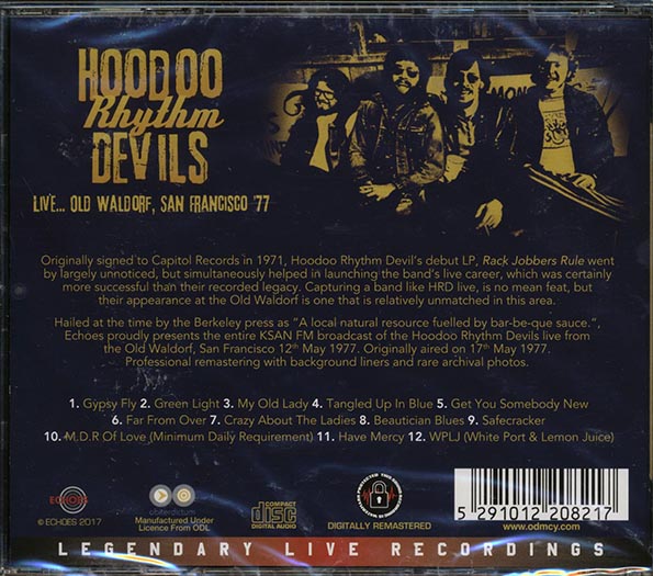 Hoodoo Rhythm Devils  CD -  Live Old Waldorf, San Francisco '77 (remastered)