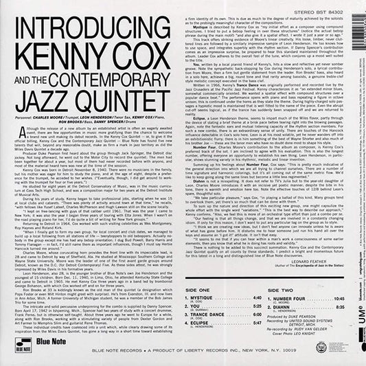 Kenny Cox & The Contempory Jazz Quintet  LP -  Introducing Kenny Cox & The Contempory Jazz Quintet (180g) (audiophile)