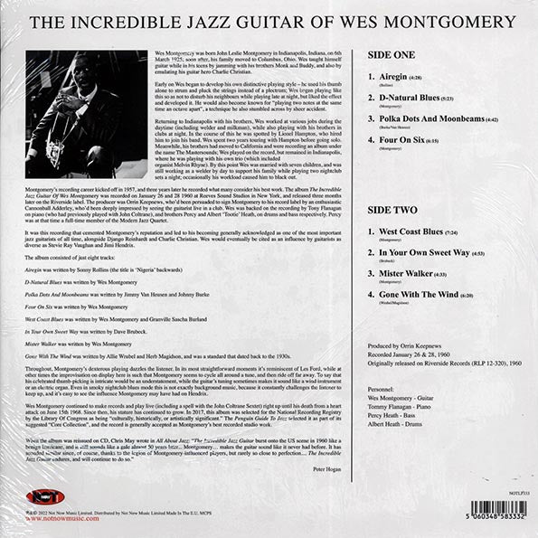 Wes Montgomery  LP -  The Incredible Jazz Guitar Of Wes Montgomery (180g)
