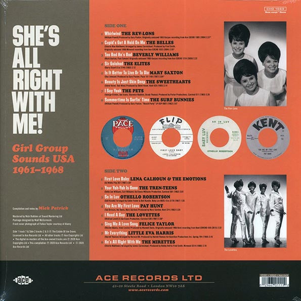 The Surf Bunnies, Beverly Williams, The Pets, The Elites, Etc.  LP -  She's All Right With Me! Girl Group Sounds USA 19611968