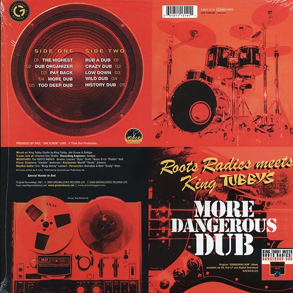 The Roots Radics, King Tubby  LP -  More Dangerous Dub: The Roots Radics Meet King Tubby