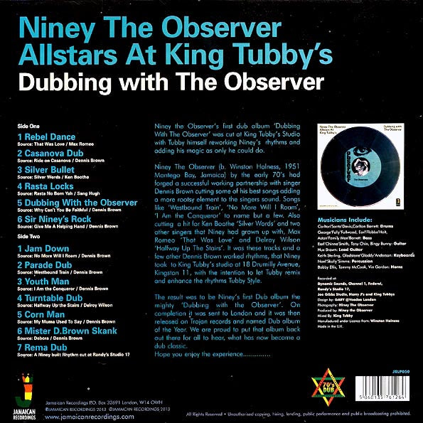 Niney The Observer  LP -  Dubbing With The Observer (180g)