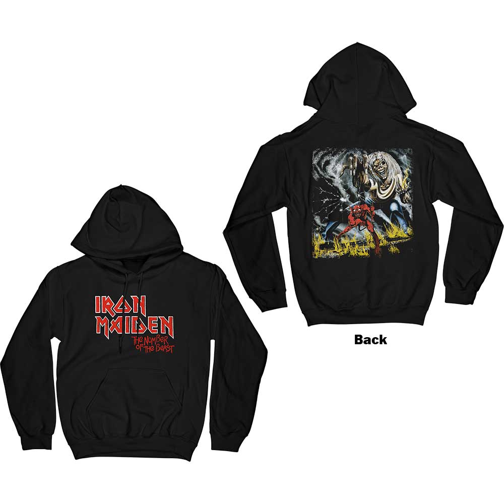 Iron Maiden Hoodie - Number Of The Beast Vintage Logo Faded Edge Album