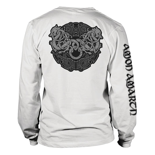 Amon Amarth Long Sleeve T Shirt - Grey Skull (White)