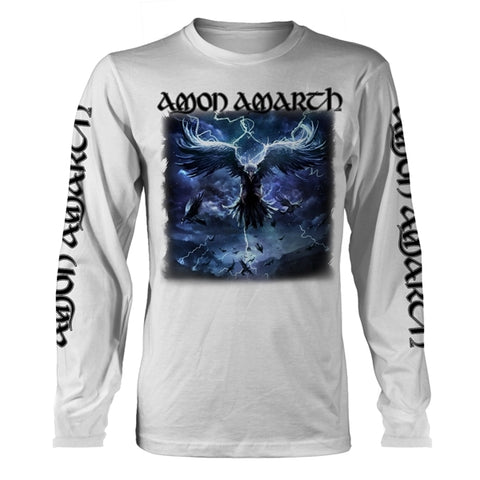 Amon Amarth Long Sleeve T Shirt - Raven's Flight (White)
