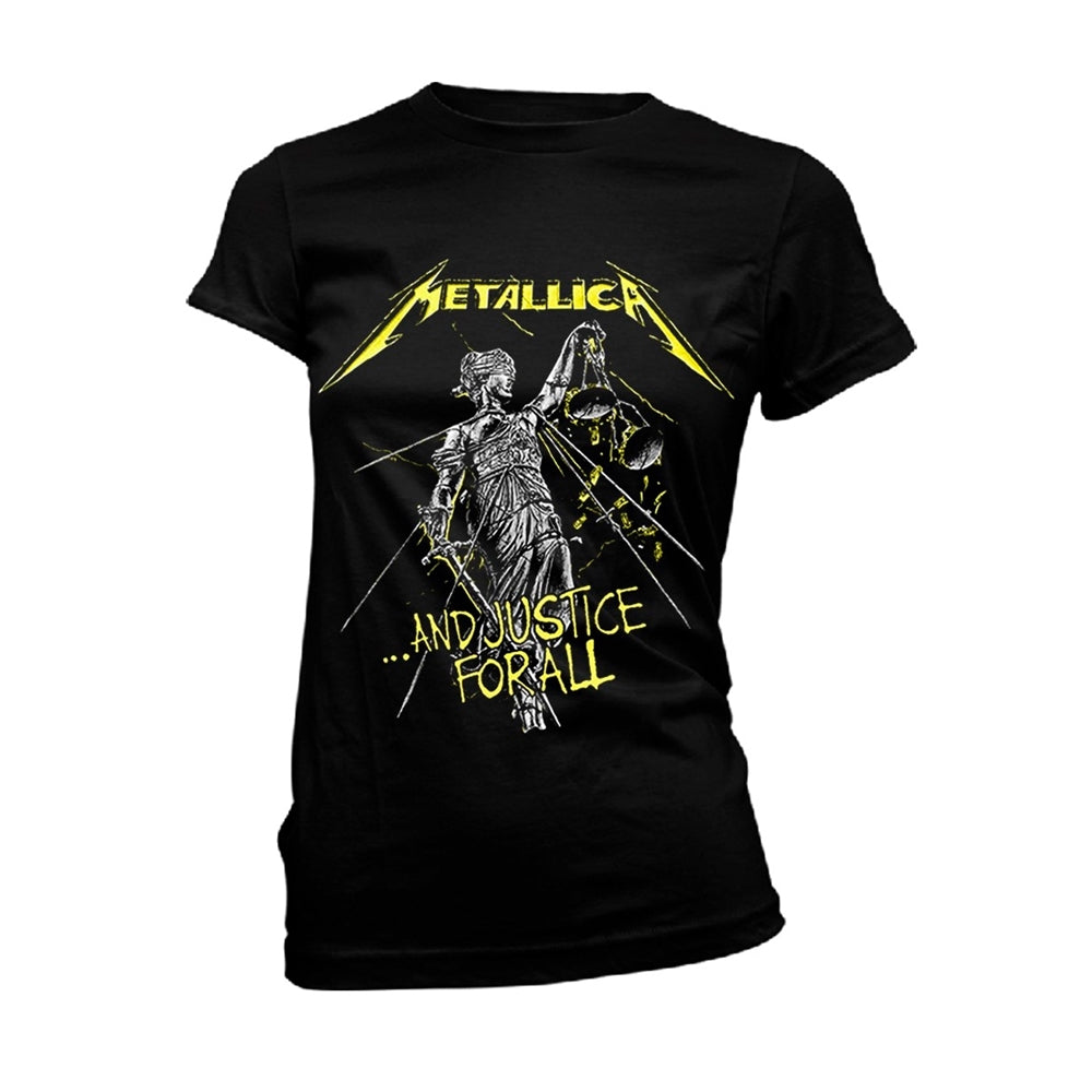 Metallica Women's T Shirt - And Justice For All Tracks (Black) | Buy Now For 29.99