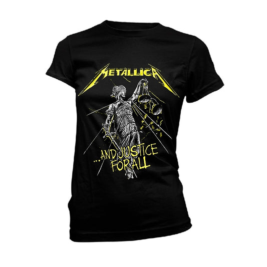 Metallica Women's T Shirt - And Justice For All Tracks (Black) | Buy Now For 29.99