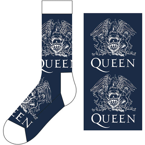 Queen Navy Socks - White Crests