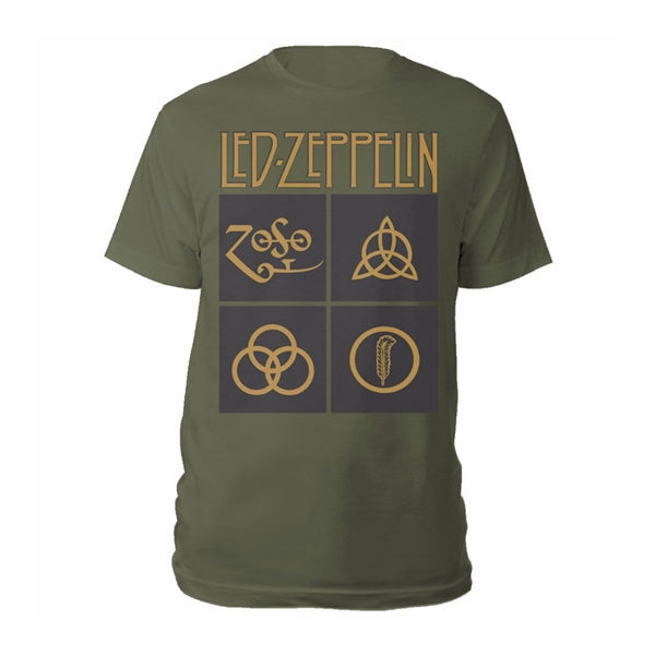 Led Zeppelin T Shirt - Gold Symbols & Black Squares | Buy Now For 29.99